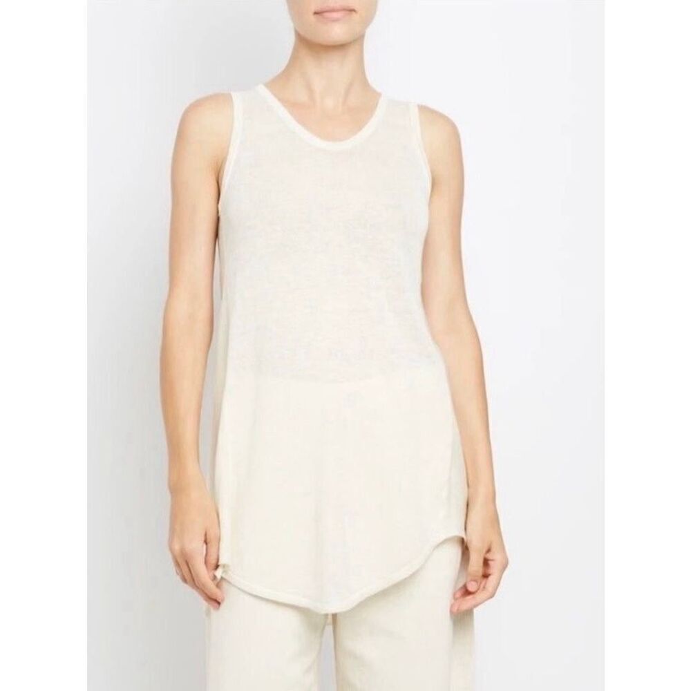 NEW INHABIT Women’s Small Cream Linen Tunic Tank Sweater
